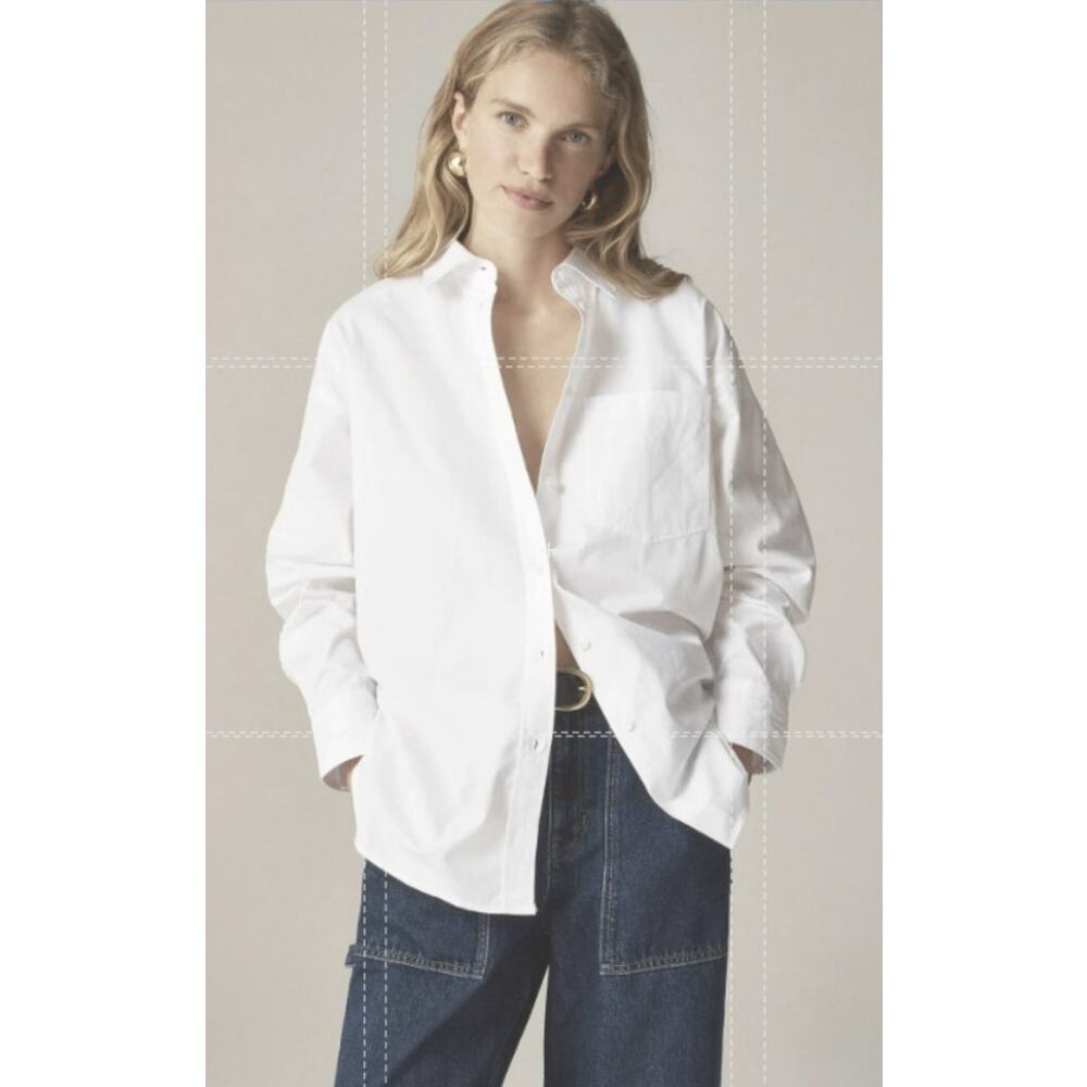 J.Crew Etienne Maura Oversized Fit Shirt WMN PL White BZ990 Button Up Relaxed LS